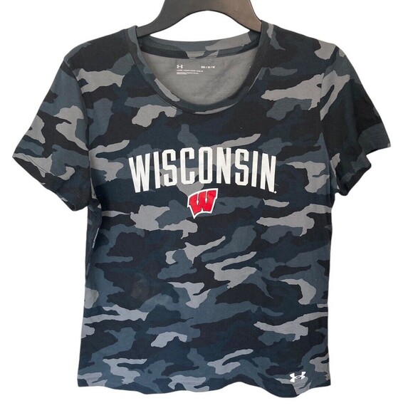 Under Armour Wisconsin‎ Camo T-Shirt Women’s Size Medium Collegiate - Picture 1 of 5